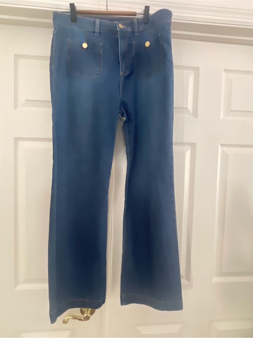 Michael Kors Dark Blue Flare Jeans with Gold Buttons